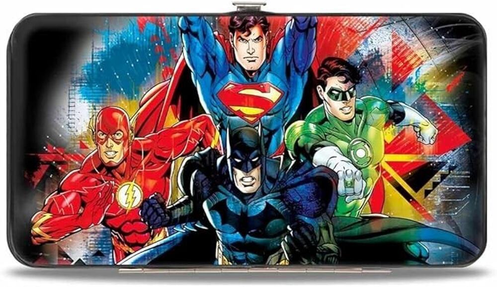 Women's Buckle-Down Hinge Wallet - Justice League 4-Superhero CLOSE-UP